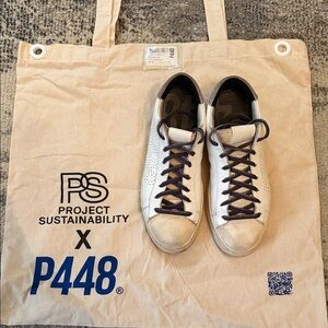 P448 White and Grey Sneakers 40 euro. Ladies leather casual lifestyle 👟.